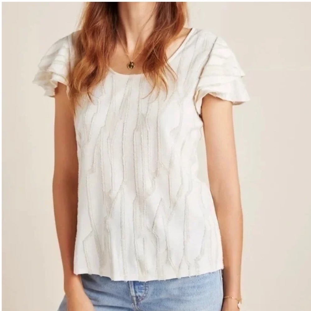 Anthropologie Dolan Doran top beige/tan abstract pattern size XS. EUC